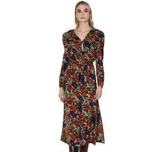 WALTER BAKER Viva Royal Garden Floral Puff Long Sleeve Midi Dress Size XS
